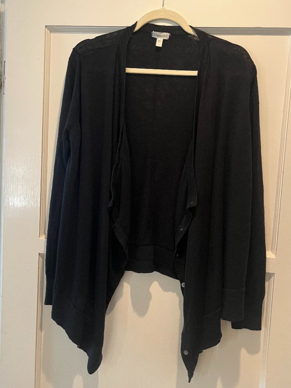 Garnett Hill Black Linen Open Cardigan Sweater - Sz. L